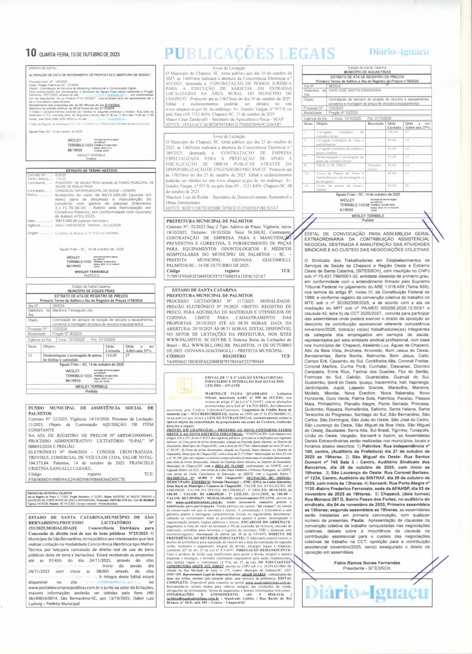 SITESSCH - Sindicato dos Trabalhadores em Estabelecimentos de Servios de Sade de Chapec e regio - Confira na ntegra o edital publicado no Jornal DI